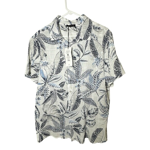 Made In Italy Men’s Hawaiian Shirt Blue And White Sz 3XL - Picture 1 of 9